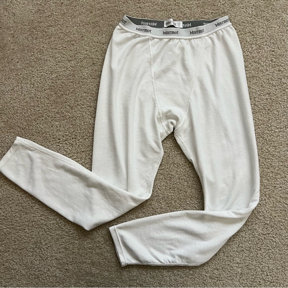 Marmot Men BaseLayer Thermal Pants White Size Medium Ski Snow Outdoor, polyester